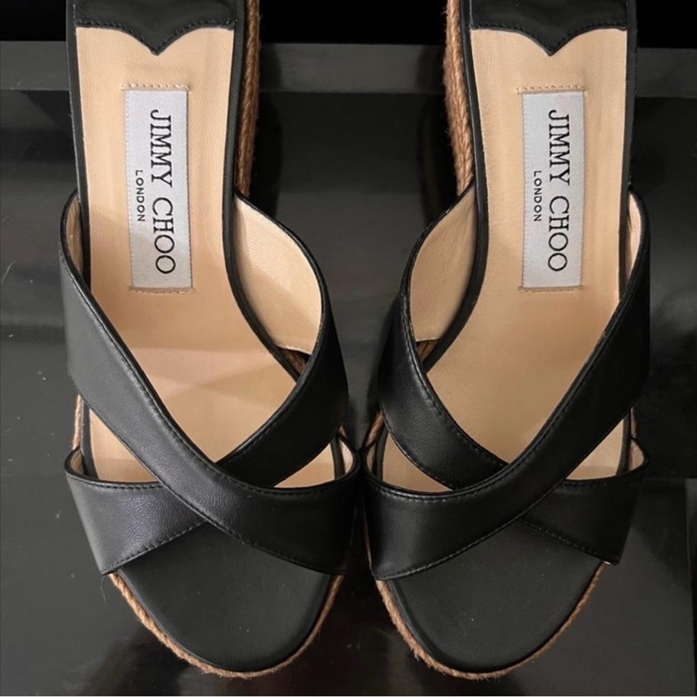 Jimmy Choo Black Espadrilles with Intricate Straps